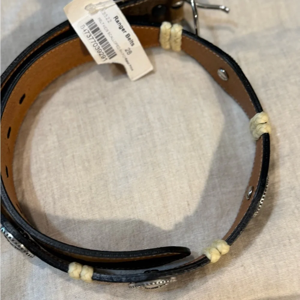 Ranger Leather brown Belt with Silver Buckle NWT boys size 28 #cowboy